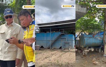 Menteri PU Dody Hanggodo bersama jajaran saat meninjau kondisi SPAM Langkahan di Aceh Utara yang mengalami beban berlebih dan gangguan teknis akibat dampak bencana, Sabtu (3/12/2025). (Foto: Tangkapan Layar Instagram/@kementerianpu).